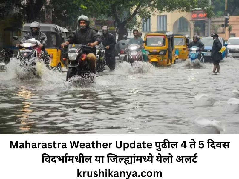 Maharastra Weather Update पुढील 4 ते 5 दिवस विदर्भामधील या जिल्ह्यांमध्ये येलो अलर्ट